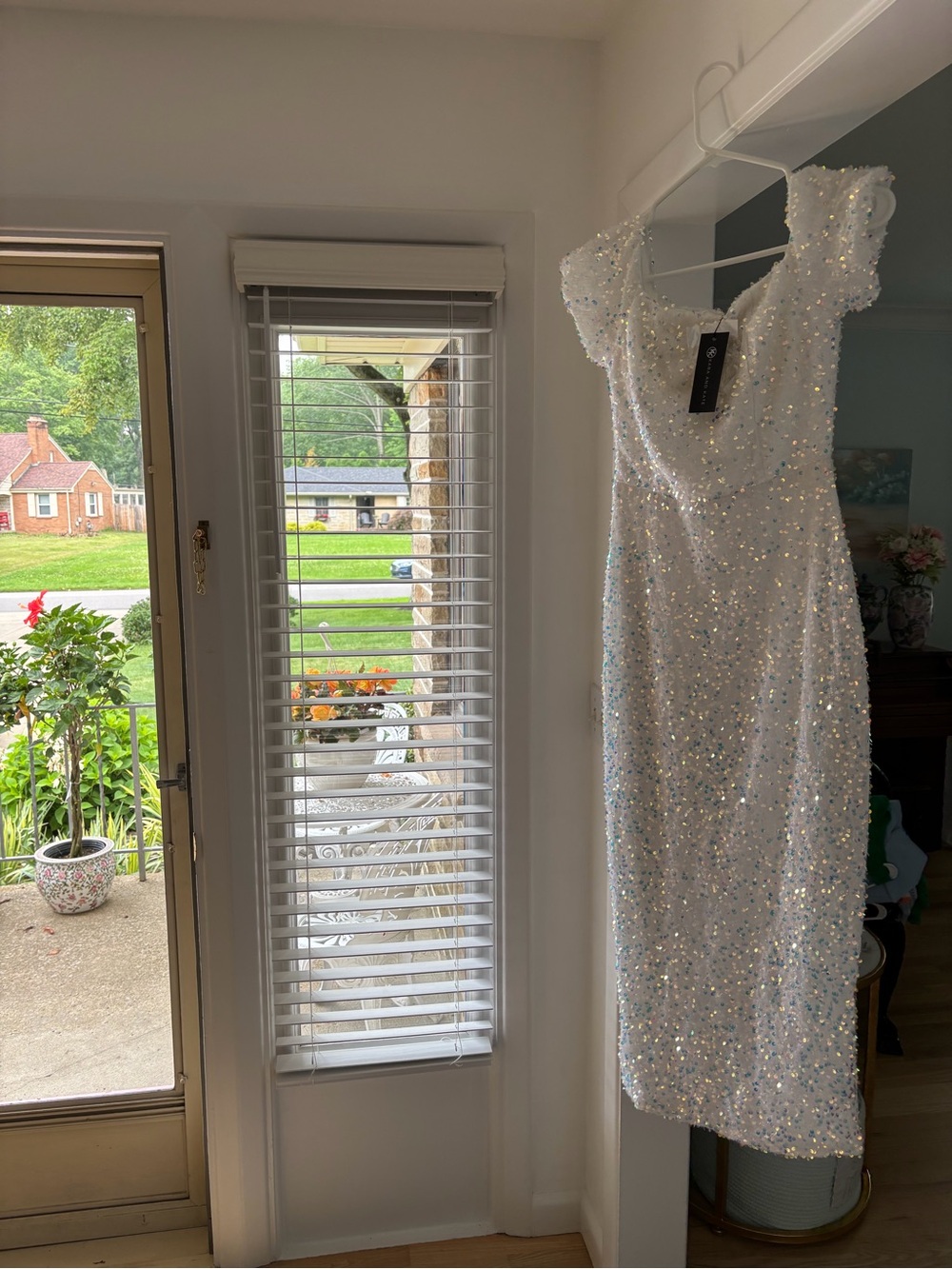 Sequin White Cocktail Midi Dress